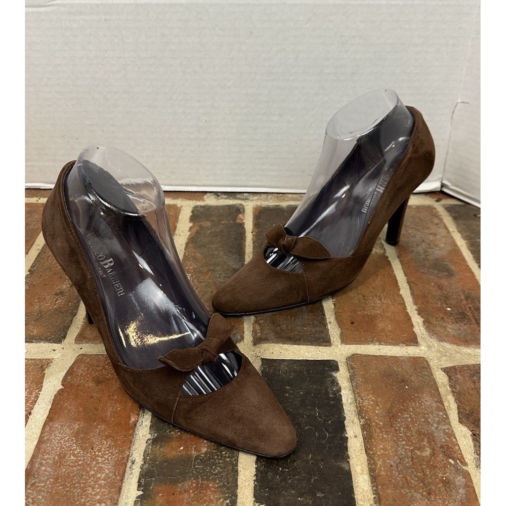 Franco Barbieri Brown Suede Leather High Heels Stiletto Pumps Women's 7.5